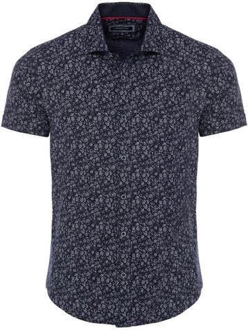 Carisma Blauw Overhemd Korte Mouw Met Wit Motief 9173, Verzenden, Nieuw, Blauw