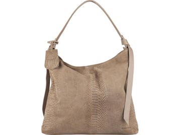 BURKELY Eline - Hobotas - Suède anaconda print - Taupe, Verzenden, Zo goed als nieuw