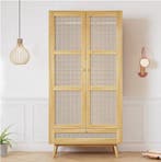 2-Deurs Rotan Kledingkast – Garderobe met Rail 90×45×183 cm, Huis en Inrichting, Verzenden, Nieuw