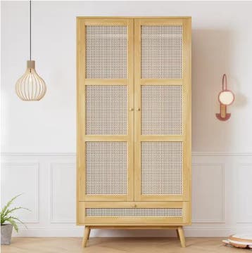 2-Deurs Rotan Kledingkast – Garderobe met Rail 90×45×183 cm, Verzenden, Nieuw