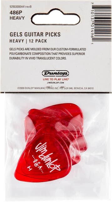 Jim Dunlop 486PHV Gels plectrum heavy 12-pack, Ophalen of Verzenden, Nieuw, Elektrische gitaar