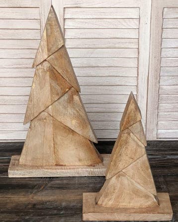 sculptuur, Grote Dennenbomen / Kerstbomen - 47 cm - Teak, Nieuw