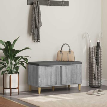 vidaXL Halbank met kussen met opslag Grijze Sonoma 80 x 38 x, Verzenden, Nieuw