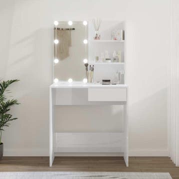 vidaXL Kaptafel met LED-verlichting 74,5x40x141 cm hoogglans, Verzenden, Nieuw