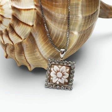 Argento 925 - Ketting met hanger - Handgegraveerde camee