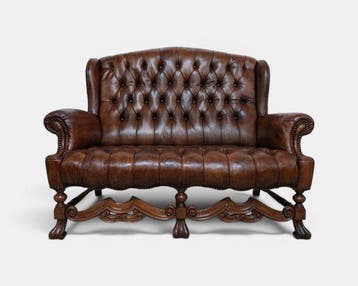 Chesterfield style - Sofa - Bergere - Leder, Hout - leer