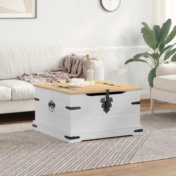 vidaXL storage box met plank Wit 78 x 78 x 45 cm Massief, Huis en Inrichting, Verzenden, Nieuw