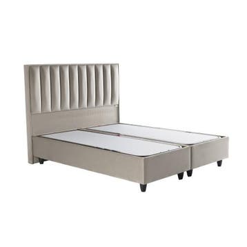 Opberg Boxspring Gold – Taupe Velvet (Zonder Matras), Ophalen of Verzenden, Nieuw, Eenpersoons