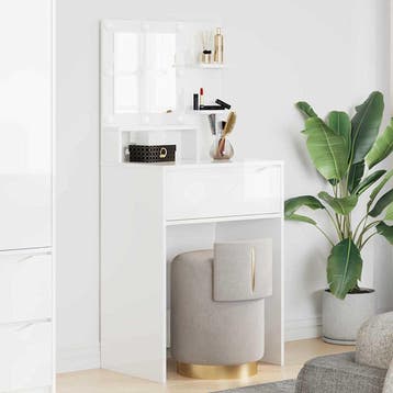 vidaXL Slaapkamer Kaptafels Hoogglans wit 80 x 39,6 x 135 cm, Verzenden, Nieuw