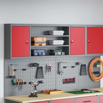 vidaXL Gereedschapskast met plank Rood en Grijs 150 x 20 x, Verzenden, Nieuw