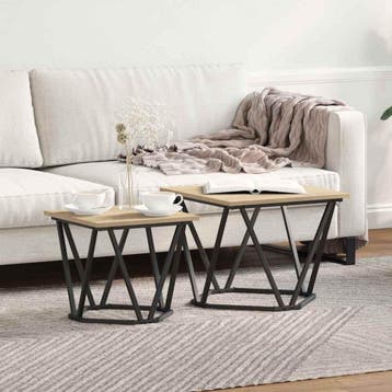 vidaXL Bijzettafelset 2 st Sonoma Eiken 50 x 50 x 40 cm, Huis en Inrichting, Verzenden, Vierkant, Nieuw, 50 tot 100 cm