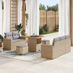 vidaXL Tuin Sofa Set met kussen met opslag 8 pcs beige en, Verzenden, Nieuw, Rotan, 8 zitplaatsen