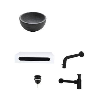 Sani Royal Natuursteen Mini Waskom met Solid, Nieuw