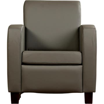Leren fauteuil Joy - Toledo Smog (grijs) - Poten hout bruin, Huis en Inrichting, Nieuw, Ophalen of Verzenden, Eigentijds, Klassiek, Modern