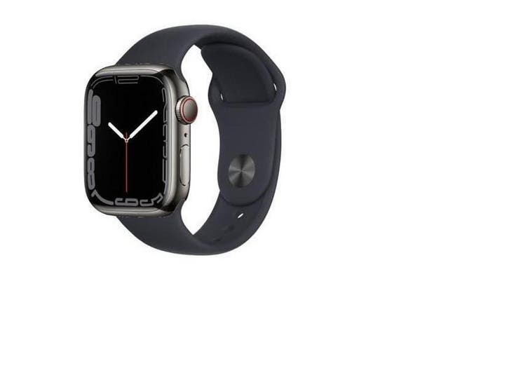 Apple Watch Series 7 - 41mm - Roestvrij staal - Grafiet -, Sieraden, Tassen en Uiterlijk, Smartwatches, Zo goed als nieuw, Verzenden