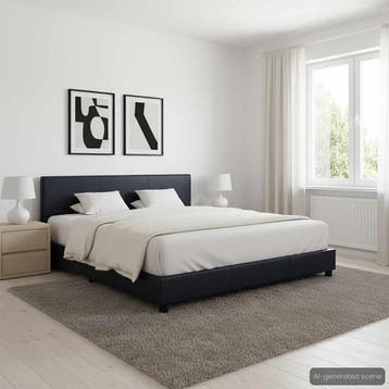 vidaXL Bedframe kunstleer zwart 160x200 cm, Overige materialen, Verzenden, Zwart, 200 cm