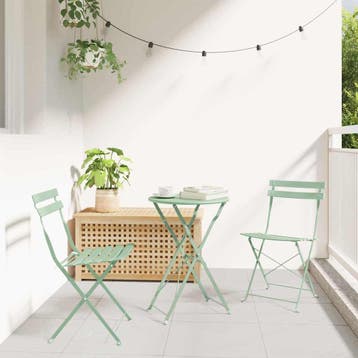 vidaXL Vouw Bistro Set 3 st Sea foam Staal, Verzenden, Nieuw, Rvs, 3 zitplaatsen