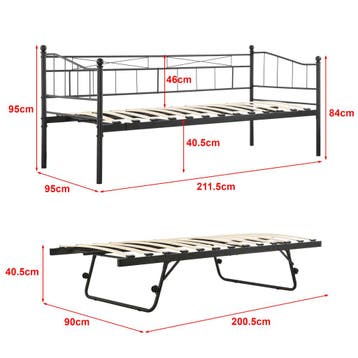 Slaapbank met onderschuifbed Skutskär 90x200 cm zwart, Verzenden, Nieuw