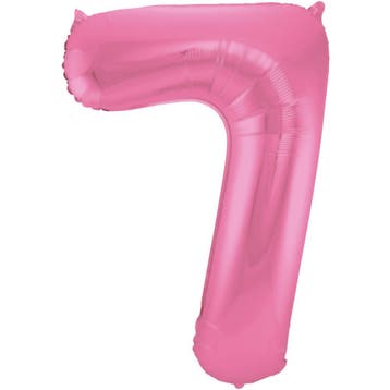 Folieballon Cijfer 7 Metallic Roze 86 cm, Verzenden, Nieuw, Feestartikel, Verjaardag