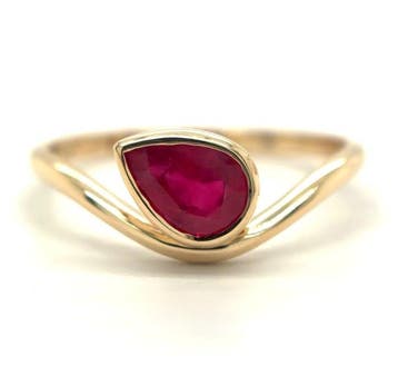 Ring - 14 karaat Geel goud - 1.00ct. tw. Robijn, Nieuw