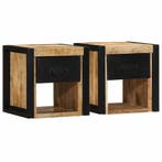 vidaXL Nachtkastjes 2 st 40x35x40 cm massief ruw hout mango, Verzenden, Nieuw, Hout