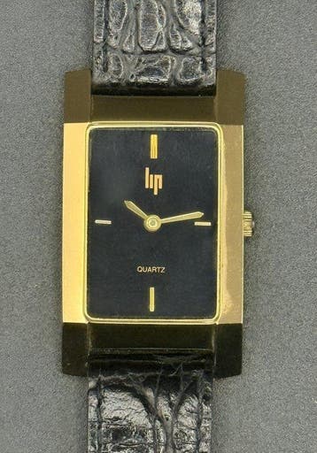 Lip - Tank Quartz – Gold-Plated - Black Dial - Zonder, Nieuw