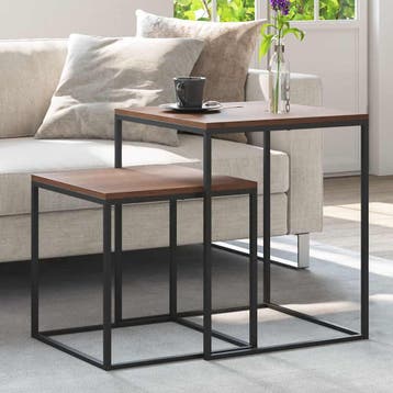 vidaXL Salontafelset 2 st bewerkt hout en metaal, Minder dan 50 cm, Verzenden, Nieuw, Minder dan 50 cm