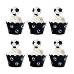 12 Voetbal cupcake wrappers en 12 cupcake toppers, Verzenden, Nieuw, Overige typen