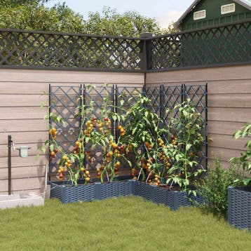 vidaXL Plantenbak 5 st Grijs 120 x 120 x 126 cm PP, Tuin en Terras, Verzenden, Nieuw, 100 cm of meer, 60 cm of meer