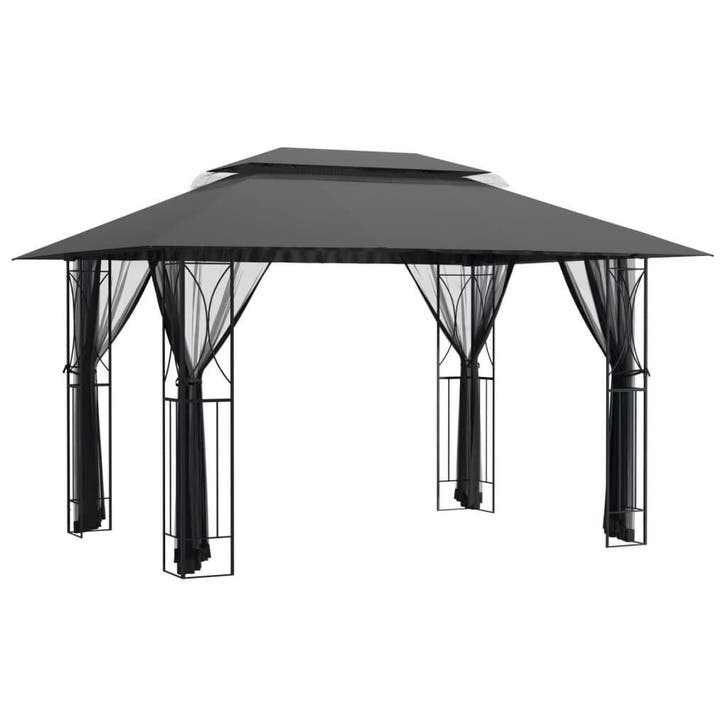Tuinpaviljoen Staal - Antraciet | Tweedekansje | OP=OP, Tuin en Terras, Overkappingen, Zo goed als nieuw, Tuinpaviljoen, Ophalen of Verzenden
