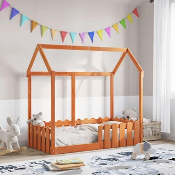 vidaXL Bedhuis wasbruin massief grenenhout 70x140 cm, Verzenden, Nieuw, Bruin, Hout