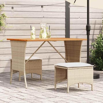 vidaXL 3-delige Tuinset met kussens poly rattan beige, Verzenden, Nieuw, 2 zitplaatsen, Tuinset