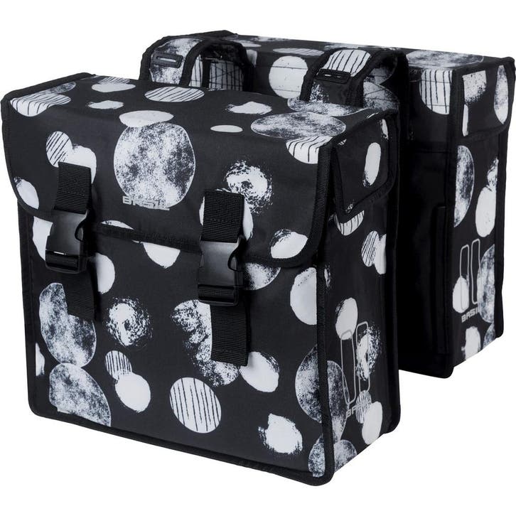 Basil Dubbele Fietstas Mara XL Sphere zwart/grijs, Fietsen en Brommers, Fietsaccessoires | Fietstassen, Nieuw, Verzenden