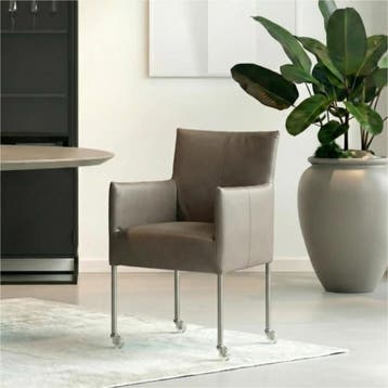 Set van 4 Leren eetkamerstoelen Desire - Toledo Smog, Ophalen of Verzenden, Nieuw, Leer
