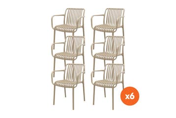 Set van 6 - Stripe stapelbare tuinstoel - Taupe, Tuin en Terras, Verzenden, Nieuw, Overige materialen