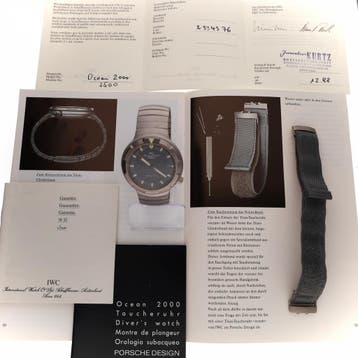 IWC Porsche Design Ocean 2000 IW3500; Vintage Heren Horlo..., Overige merken, Overige materialen, Leer, Ophalen of Verzenden