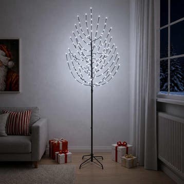 vidaXL LED Kerstboom Zwart 240 cm Staal 220 LEDs, Diversen, Verzenden, Nieuw