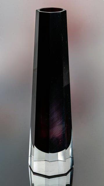 VEB Kunst Glas Wasungen - Vaas - Gefacetteerd vaasobject -