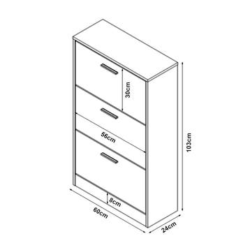 Schoenenkast Sykkylven 3 kleppen zwart 103x60x24 cm [en.casa, Huis en Inrichting, Verzenden, Nieuw