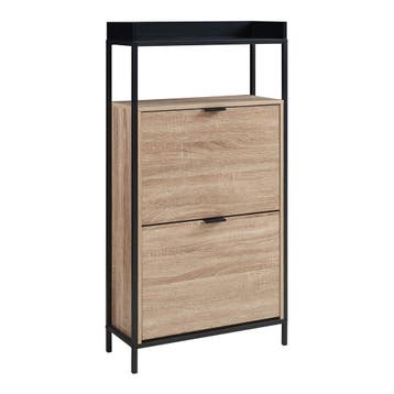 Schoenkast Belana 116x60x24 cm zwart en eikenkleurig [en.cas, Verzenden, Nieuw