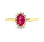 Ring - 14 karaat Geel goud - 0.81ct. tw. Robijn - Diamant, Nieuw