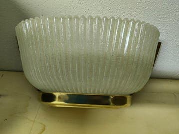 Lamp - Messing - Glaswandlamp, toegeschreven aan Archimede, Antiek en Kunst