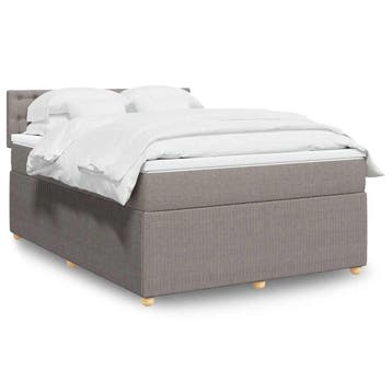 vidaXL Boxspring met matras stof taupe 140x200 cm, Verzenden, 140 cm, 200 cm, Stof