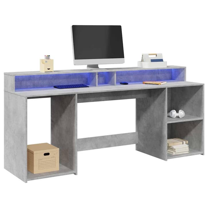 vidaXL Bureau met LED-verlichting 200x55x91 cm bewerkt hout, Huis en Inrichting, Bureaus, Nieuw, Verzenden