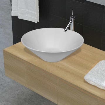 vidaXL Keramische wasbak taps (wit), Verzenden, Nieuw