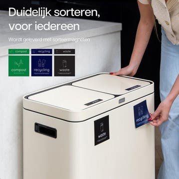 2dekans | Deleca Recycle Prullenbak - 2 Vakken - 60 Liter, Ophalen of Verzenden, Zo goed als nieuw