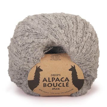 DROPS Alpaca Bouclé Mix - 5110 lichtgrijs - Wol Garen, Ophalen of Verzenden, Nieuw