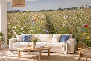 Bloemenweide fotobehang – natuur behang op maat, Verzenden, Fotobehang