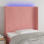 vidaXL Hoofdbord LED 93x16x118/128 cm fluweel roze, Verzenden, Nieuw, Stof