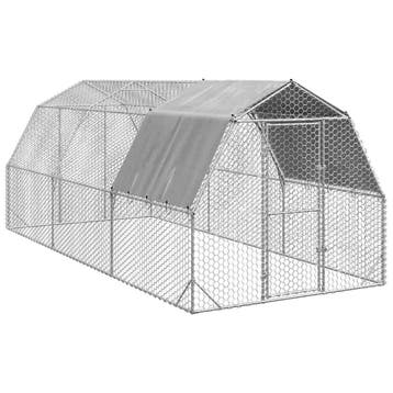 vidaXL Kippenren met dak 2,5x6x2,25 m gegalvaniseerd staal, Verzenden, Nieuw